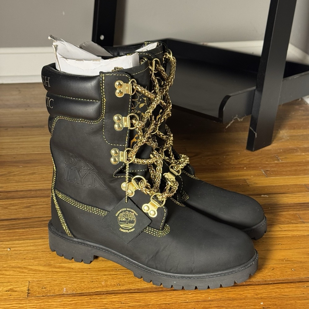 Timberland X Wutang Black Gold Chain 40 Below SuperBoot 8 Inch 57531 Men Size 9